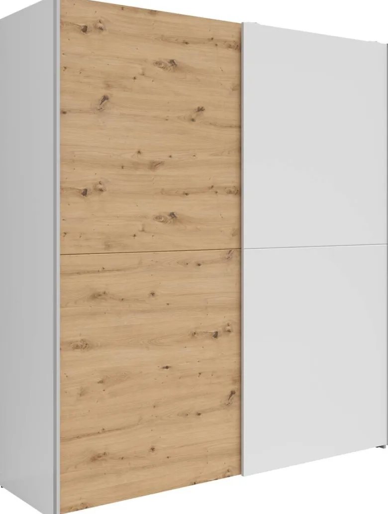 Schwebetürenschrank Time weiß Eiche Artisan Nachbildung B/H/T: ca. 170,3x190,5x59 cm