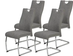 Schwingstuhl Alina 2er Set grau Kunstleder Stoff B/H/T: ca. 43x98x59 cm