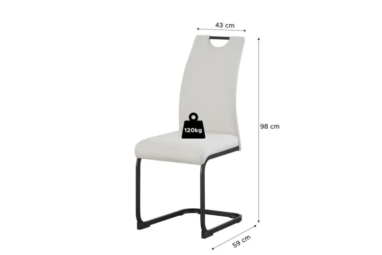 Schwingstuhl HANNA, 2er Set creme Webstoff B/H/T: ca. 43x98x59 cm