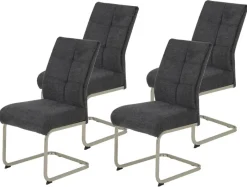 Schwingstuhl Ines, 4er-Set anthrazit Microfaser Webstoff Metall B/H/T: ca. 50x99x66 cm