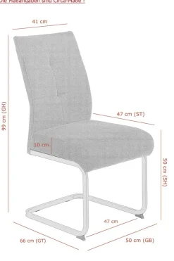 Schwingstuhl Ines, 4er-Set anthrazit Microfaser Webstoff Metall B/H/T: ca. 50x99x66 cm