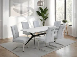 Schwingstuhl Ines, 4er-Set grau Metall Microfaser Webstoff B/H/T: ca. 50x99x66 cm