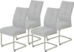 Schwingstuhl Ines, 4er-Set grau Metall Microfaser Webstoff B/H/T: ca. 50x99x66 cm