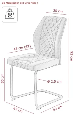 Schwingstuhl Oslo, 4er-Set beige Microfaser B/H/T: ca. 45x92x60 cm