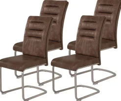 Schwingstuhl Paula 4er Set braun Schlamm Microfaser B/H/T: ca. 45x102x65 cm