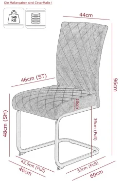 Schwingstuhl Rachel I, 2er-Set anthrazit Microfaser B/H/T: ca. 46x96x60 cm