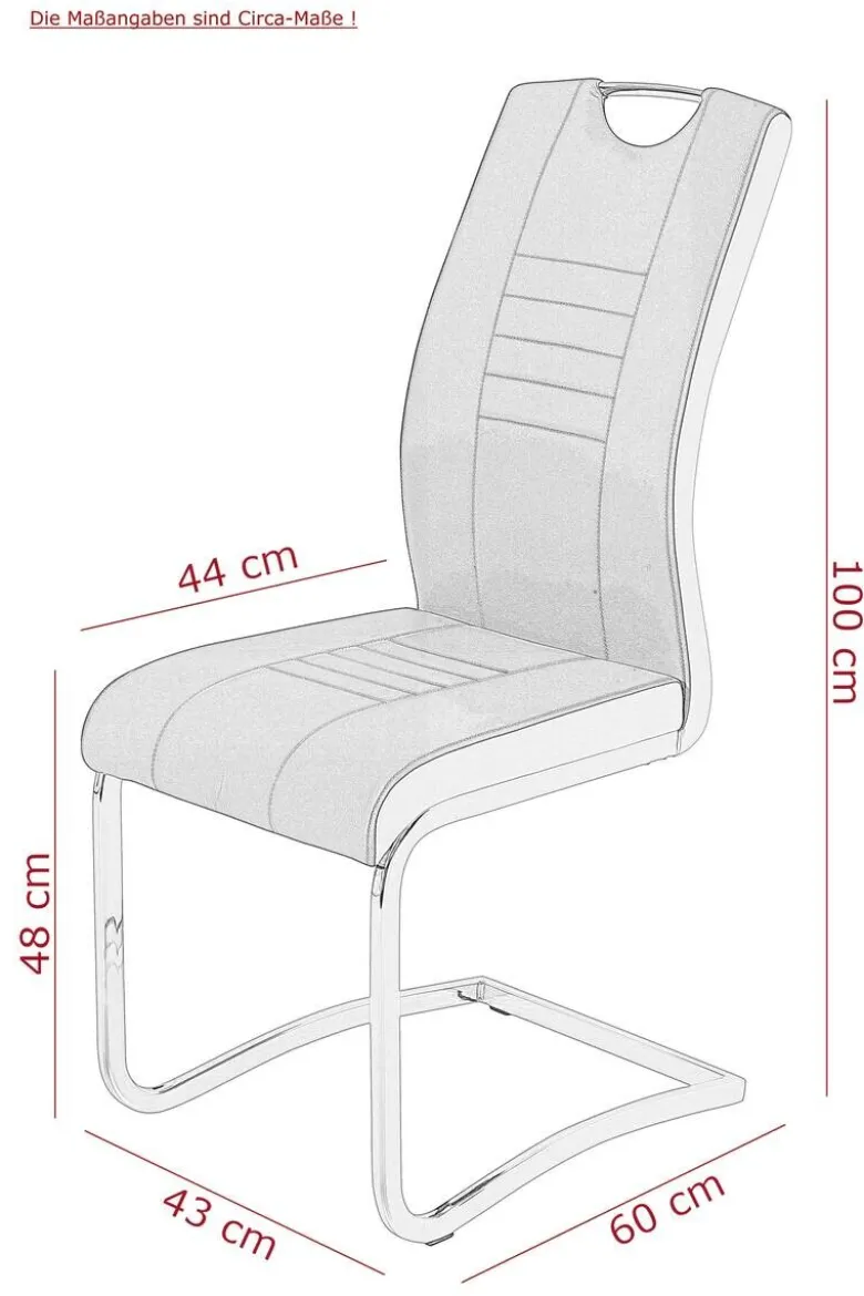 Schwingstuhl Riga, 2er-Set anthrazit Webstoff B/H/T: ca. 44x100x60 cm