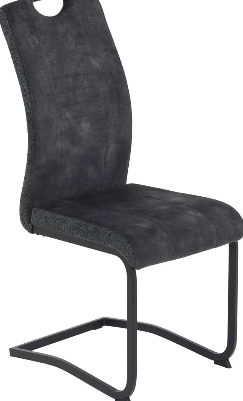 Schwingstuhl Riga, 2er-Set anthrazit Webstoff B/H/T: ca. 44x100x60 cm