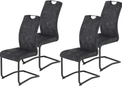Schwingstuhl Riga, 4er-Set anthrazit Webstoff B/H/T: ca. 44x100x60 cm