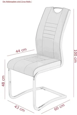 Schwingstuhl Riga, 4er-Set hellgrau Webstoff B/H/T: ca. 44x100x60 cm