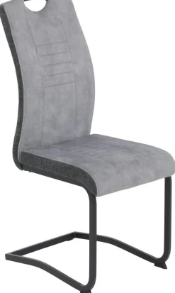 Schwingstuhl Riga, 4er-Set hellgrau Webstoff B/H/T: ca. 44x100x60 cm