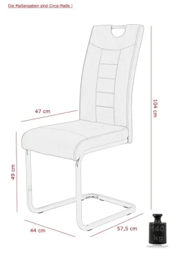Schwingstuhl Ruby 2er Set Cappuccino Kunstleder B/H/T: ca. 44x103x60 cm
