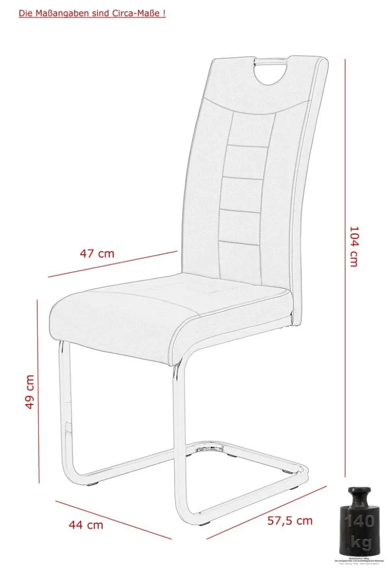 Schwingstuhl Ruby 4er Set Cappuccino Kunstleder B/H/T: ca. 44x103x60 cm