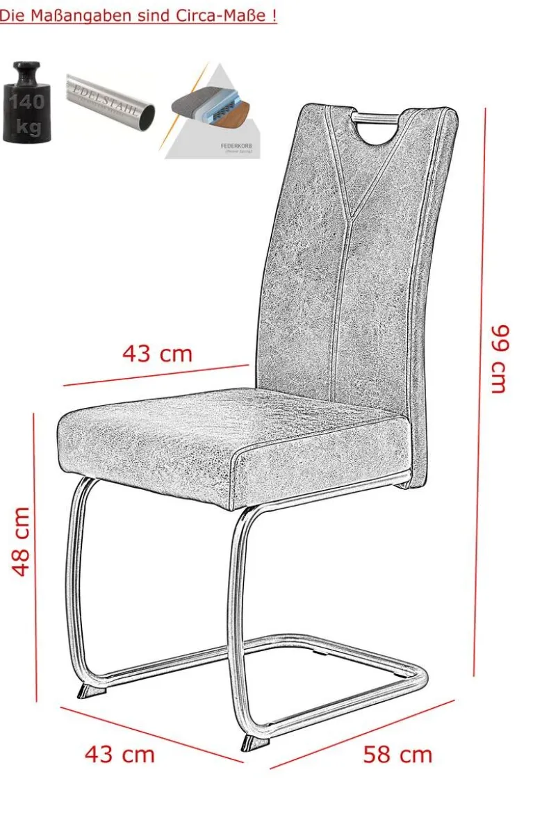 Schwingstuhl Sophia 2er Set schlamm Vintage Microfaser B/H/T: ca. 43x99x58 cm