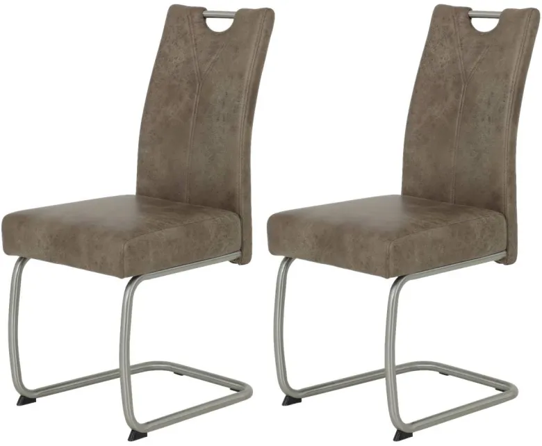 Schwingstuhl Sophia 2er Set schlamm Vintage Microfaser B/H/T: ca. 43x99x58 cm