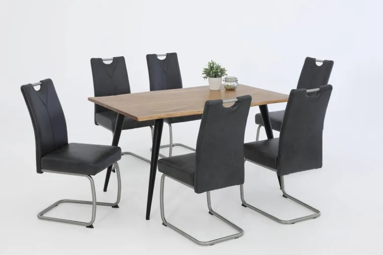 Schwingstuhl Sophie 2er Set anthrazit Vintage Microfaser B/H/T: ca. 43x99x58 cm