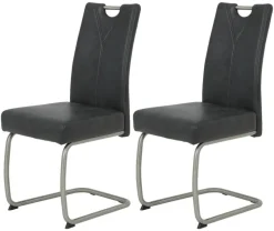 Schwingstuhl Sophie 2er Set anthrazit Vintage Microfaser B/H/T: ca. 43x99x58 cm