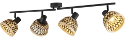 Searchlight Strahler Lance schwarz Stahl Bambus B/H/L: ca. 13x22x94 cm E14 4 Brennstellen