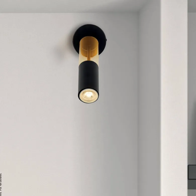 Searchlight Wandleuchte Merrygold schwarz Acryl Stahl B/H/T: ca. 10x28,5x28,7 cm GU10 1 Brennstellen