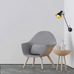 Searchlight Wandleuchte Swing Arm gold schwarz Stahl B/H/T: ca. 14x39x51 cm E27 1 Brennstellen