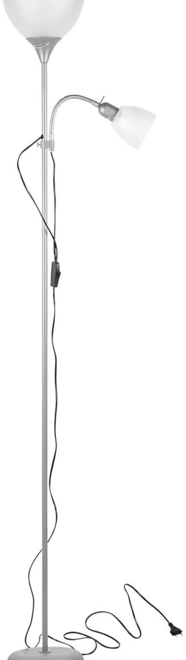 Sensation Stehlampe Biro Promo silber weiß Metall Kunststoff H: ca. 180 cm E27 2 Brennstellen