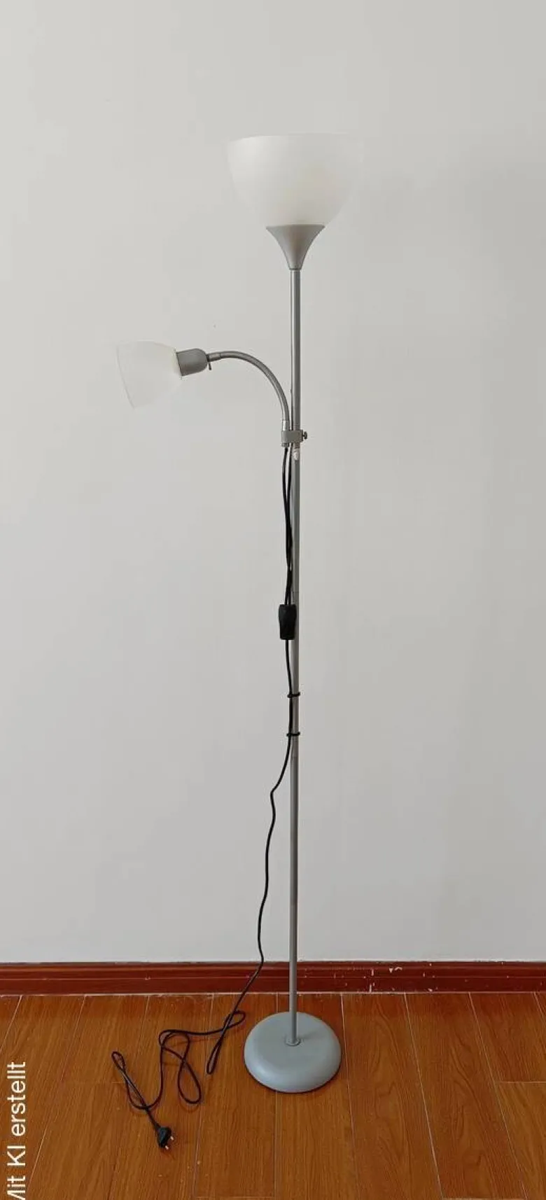 Sensation Stehlampe Biro Promo silber weiß Metall Kunststoff H: ca. 180 cm E27 2 Brennstellen