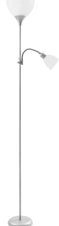 Sensation Stehlampe Biro Promo silber weiß Metall Kunststoff H: ca. 180 cm E27 2 Brennstellen