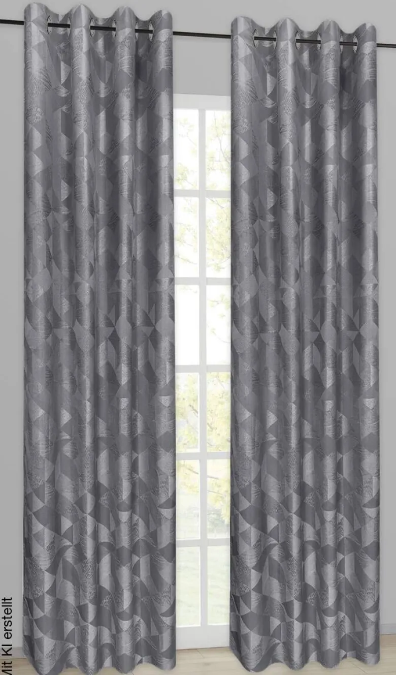 Ösenvorhang Chemnitz dunkelgrau B/L: ca. 140x245 cm
