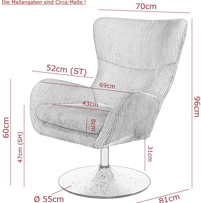 Sessel Samos dunkelgrau Microfaser B/H/T: ca. 72x96x81 cm