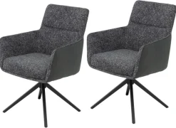 Sessel Udine, 2er-Set anthrazit Webstoff Microfaser B/H/T: ca. 62x90,5x66 cm