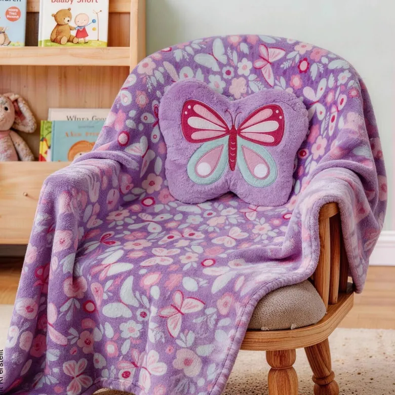 Set bestehend aus Kissen und Kuscheldecke lila Polyester B/L: ca. 100x127 cm