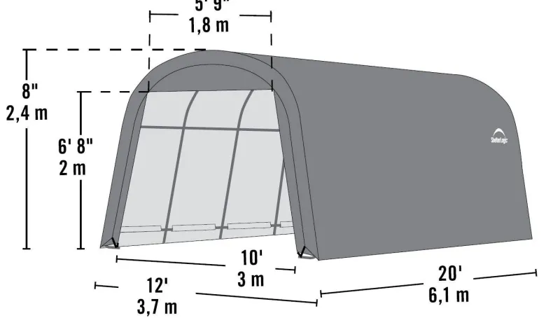 ShelterLogic Foliengarage B/H/L: ca. 370x240x610 cm