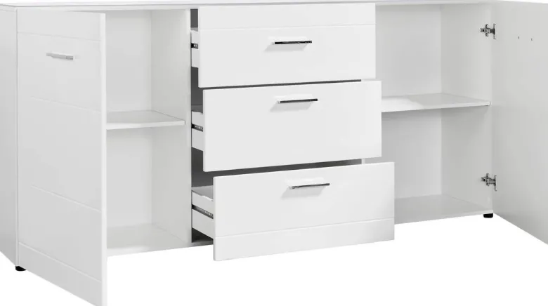 Sideboard Atlanta weiß Hochglanz perlweiß Optik B/H/T: ca. 192x88x40 cm