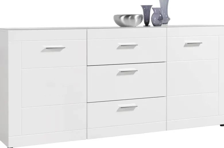 Sideboard Atlanta weiß Hochglanz perlweiß Optik B/H/T: ca. 192x88x40 cm