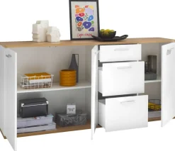 Sideboard BC 1035 weiß Eiche Artisan Nachbildung B/H/T: ca. 180x86x38 cm