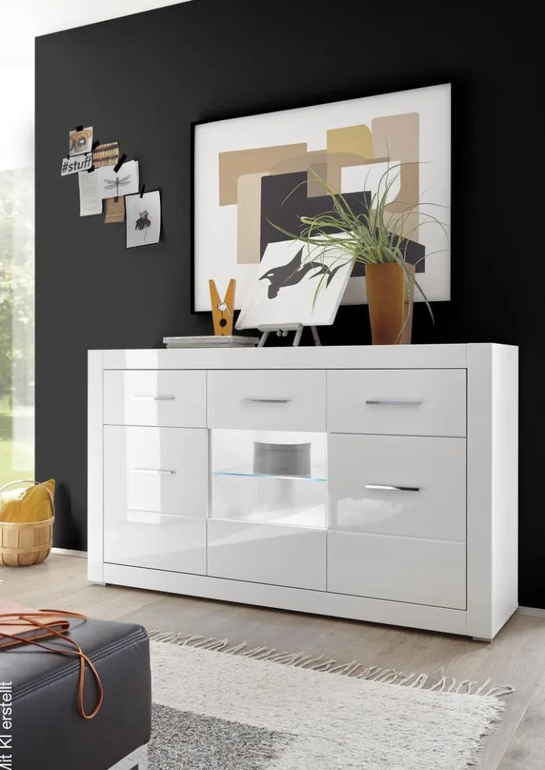 Sideboard Bianco weiß weiß Hochglanz B/H/T: ca. 164x97x42 cm