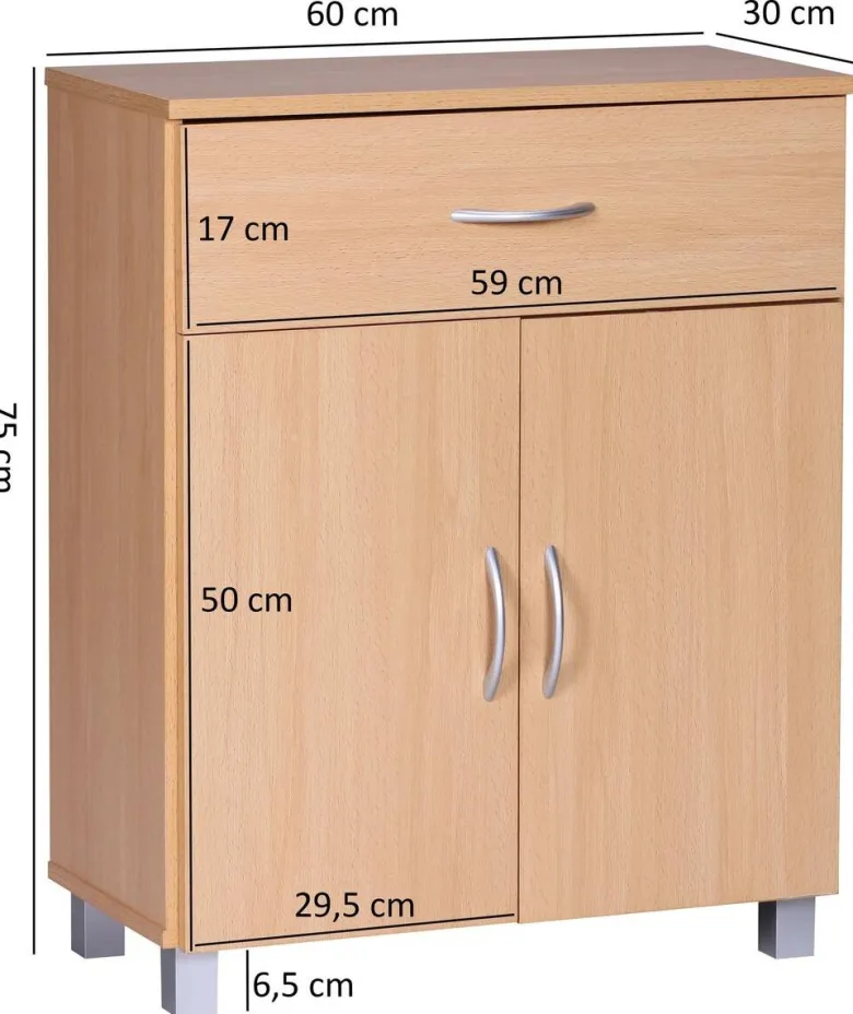 Sideboard buche Nachbildung silber B/H/T: ca. 60x75x30 cm