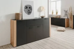 Sideboard Cento anthrazit Eiche Artisan Oak Nachbildung