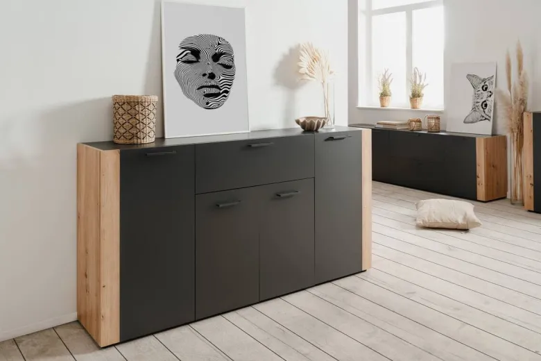 Sideboard Cento anthrazit Eiche Artisan Oak Nachbildung