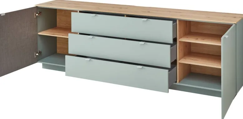 Sideboard Core salbei Eiche Artisan Nachbildung B/H/T: ca. 240x77x44 cm