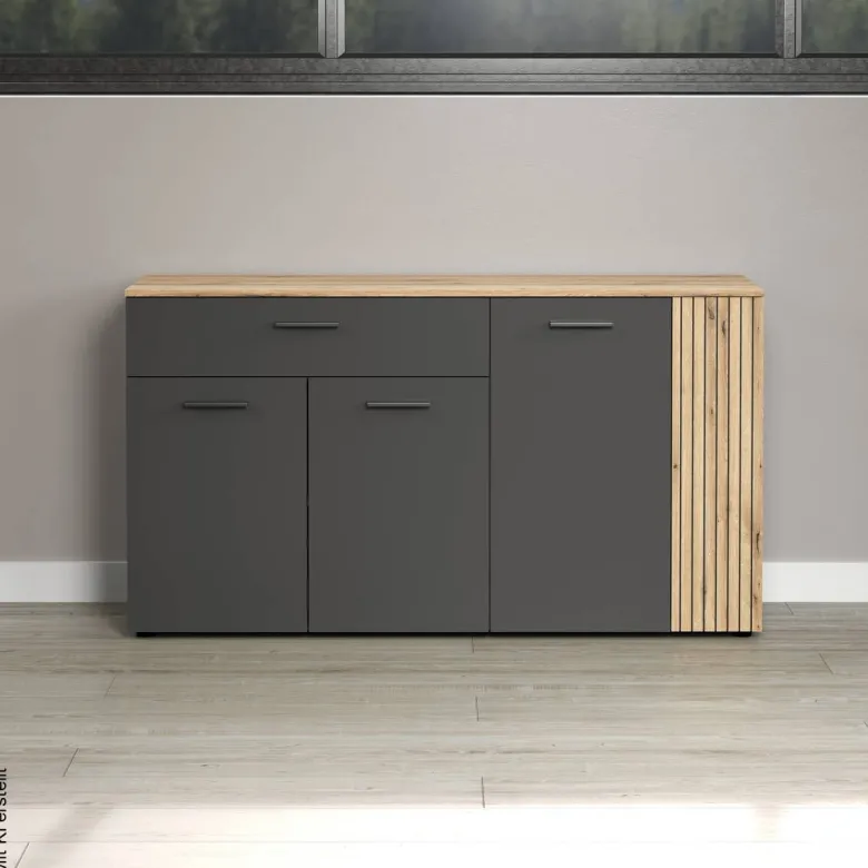 Sideboard Esteban anthrazit Eiche Nachbildung B/H/T: ca. 150x83x42 cm