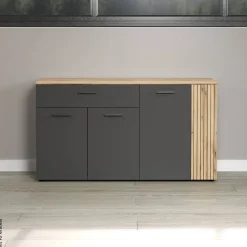 Sideboard Esteban anthrazit Eiche Nachbildung B/H/T: ca. 150x83x42 cm