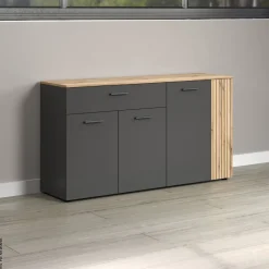 Sideboard Esteban anthrazit Eiche Nachbildung B/H/T: ca. 150x83x42 cm