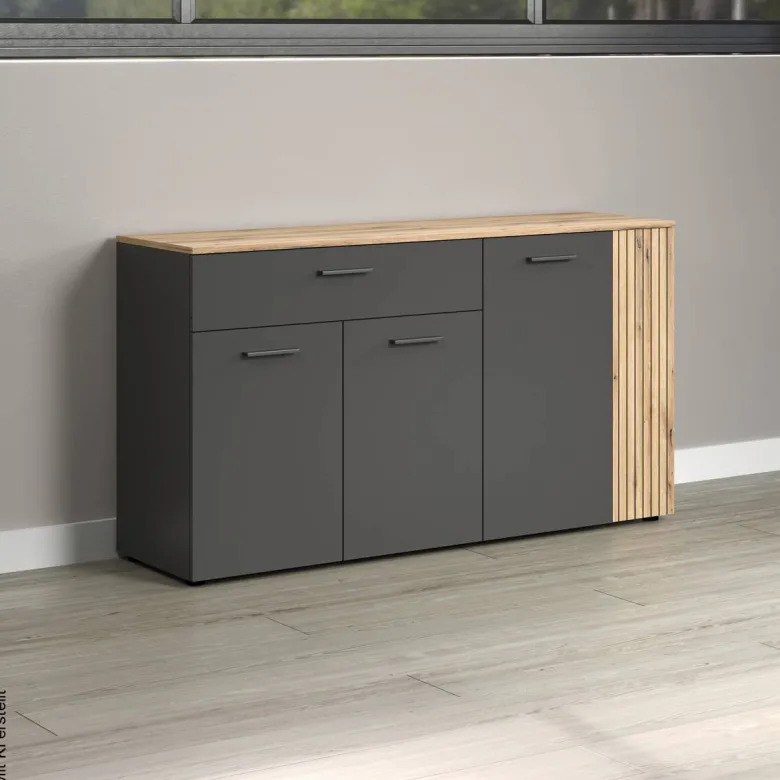 Sideboard Esteban anthrazit Eiche Nachbildung B/H/T: ca. 150x83x42 cm