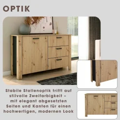 Sideboard FARO Eiche schwarz B/H/T: ca. 140x84x40 cm