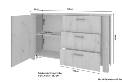 Sideboard FARO Eiche schwarz B/H/T: ca. 140x84x40 cm