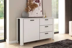Sideboard FARO weiß schwarz B/H/T: ca. 140x84x40 cm