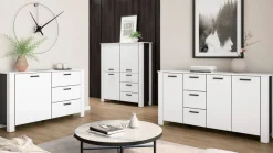 Sideboard FARO weiß schwarz B/H/T: ca. 160x84x40 cm