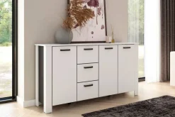 Sideboard FARO weiß schwarz B/H/T: ca. 160x84x40 cm