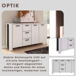 Sideboard FARO weiß schwarz B/H/T: ca. 160x84x40 cm